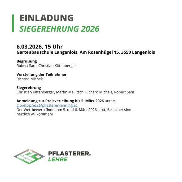 Programm Siegerehrung Lehrlingswettbewerb 2026